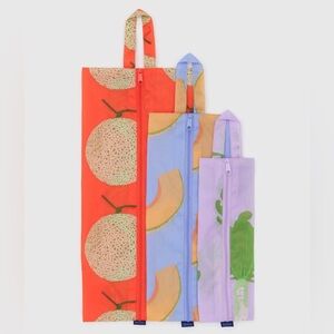 NWT BAGGU 3D Zip Pouch Set - Japanese Produce
